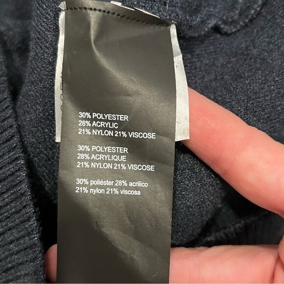 Karl Lagerfeld Paris Navy Blue Zip Sleeve Pullover Sweater Hoodie Size Small - Picture 8 of 10